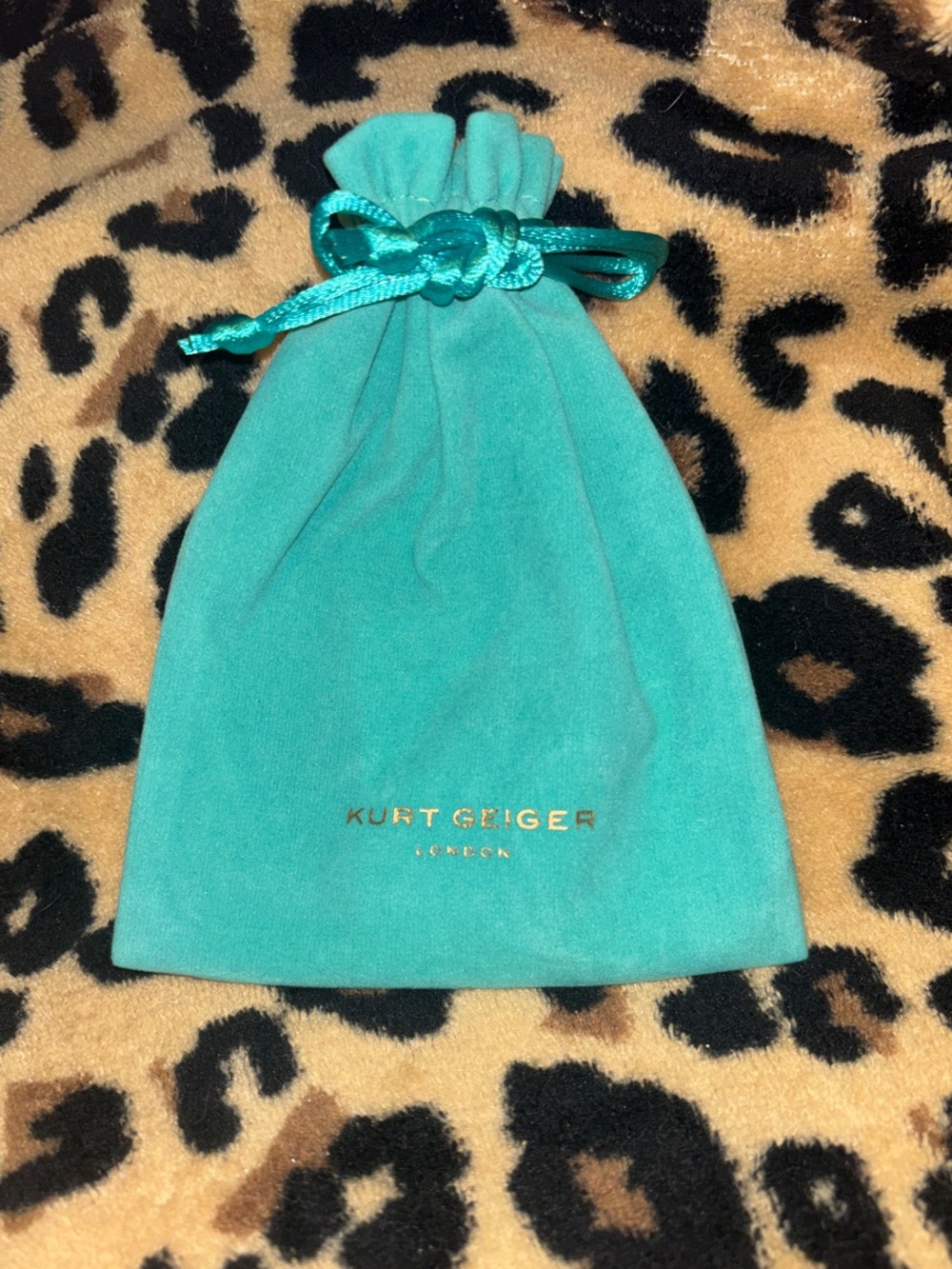 Kurt Geiger Teal Velvet Drawstring Pouch